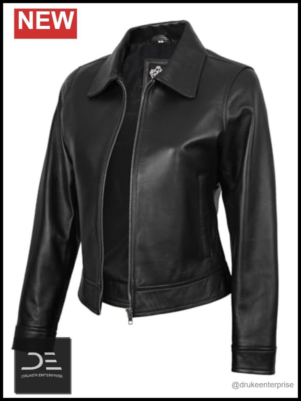 Real Lambskin Leather Jacket Zipper Vintage Shirt Collar